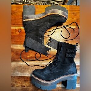 Free People nubuck/suede platform combat boots (not vegan leather version)